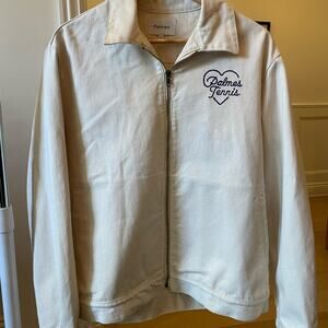 Palmes 100% cotton Tennis Cowboy western Zip up Jean Jacket white uni MED